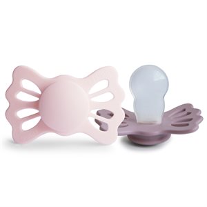 FRIGG Lucky - Symmetrical Silicone 2-Pack Pacifiers - White Lilac/Twilight Mauve - Size 2
